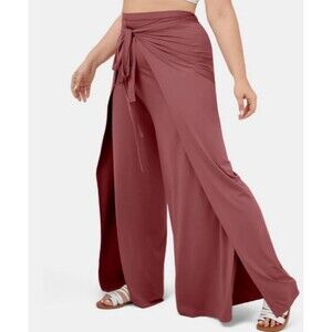 Halara Dark Rose Boho Palazzo Split Wide Leg Wrap Pants Jumpsuit SIze Large